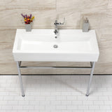New Haven 39-Inch Porcelain Console Sink with Stainless Steel Legs (1-Hole)