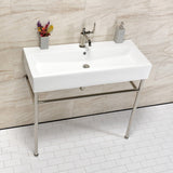 New Haven 39-Inch Porcelain Console Sink with Stainless Steel Legs (1-Hole)