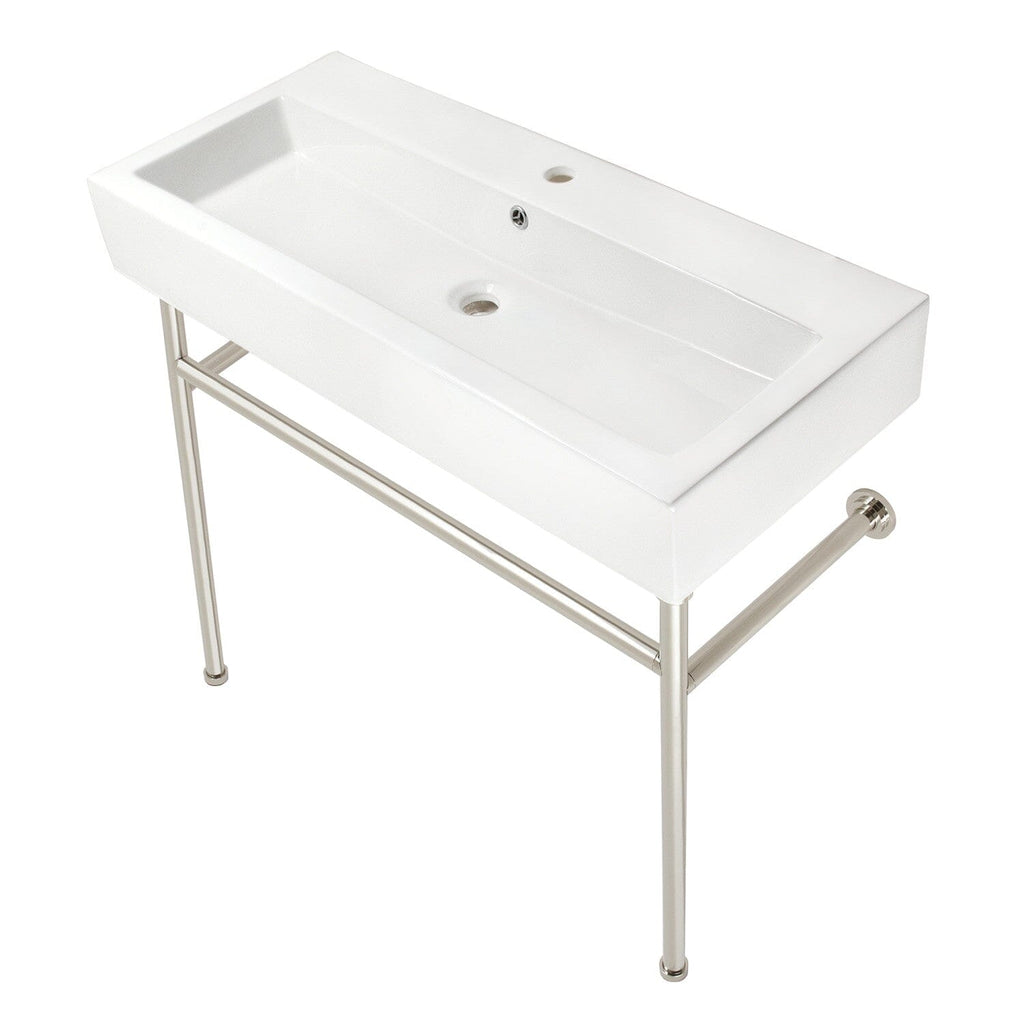 New Haven 39-Inch Porcelain Console Sink with Stainless Steel Legs (1-Hole)