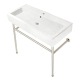 New Haven 39-Inch Porcelain Console Sink with Stainless Steel Legs (1-Hole)