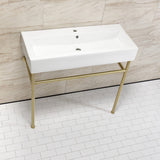 New Haven 39-Inch Porcelain Console Sink with Stainless Steel Legs (1-Hole)