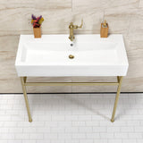 New Haven 39-Inch Porcelain Console Sink with Stainless Steel Legs (1-Hole)