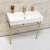 New Haven 39-Inch Porcelain Console Sink with Stainless Steel Legs (1-Hole)