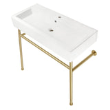 New Haven 39-Inch Porcelain Console Sink with Stainless Steel Legs (1-Hole)