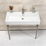 New Haven 39-Inch Porcelain Console Sink with Stainless Steel Legs (1-Hole)