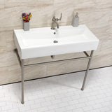 New Haven 39-Inch Porcelain Console Sink with Stainless Steel Legs (1-Hole)