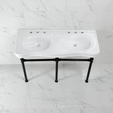 Imperial 47-Inch Ceramic Double Bowl Console Sink with Stainless Steel Legs