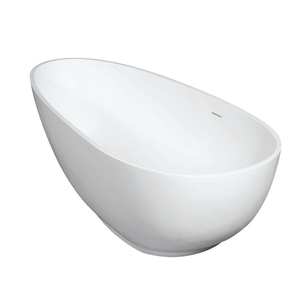 Arcticstone 67-Inch Solid Surface Egg Shaped Double Ended Freestanding Tub with Drain