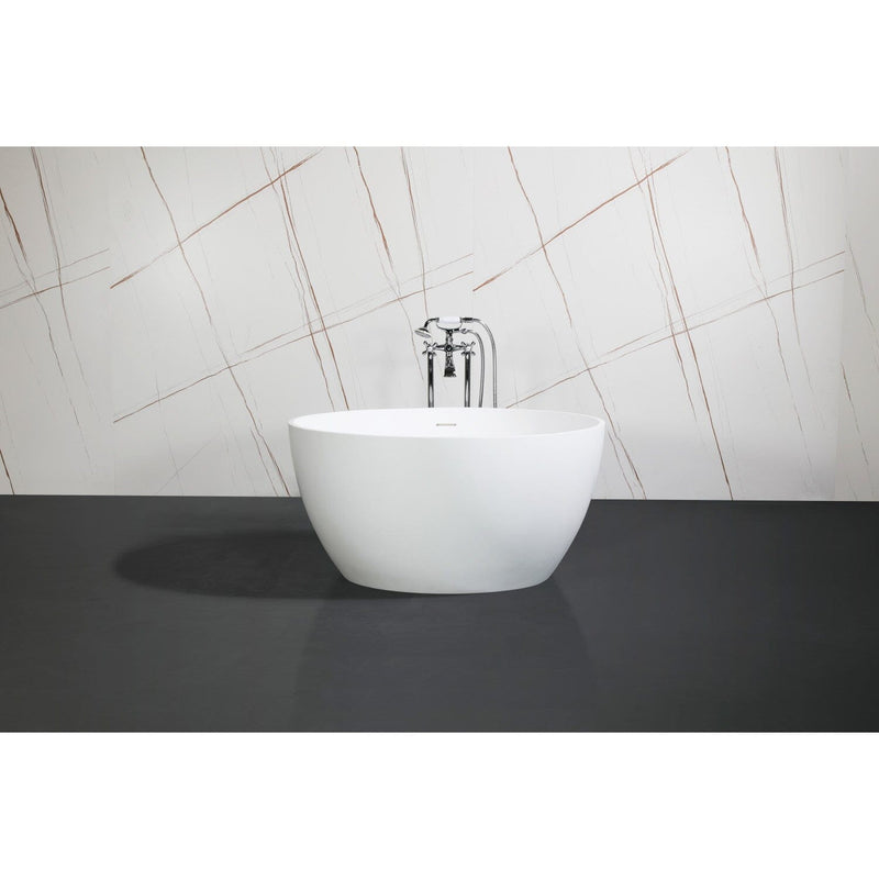 Arcticstone 45-Inch Solid Surface Round Double Ended Freestanding Tub with Drain