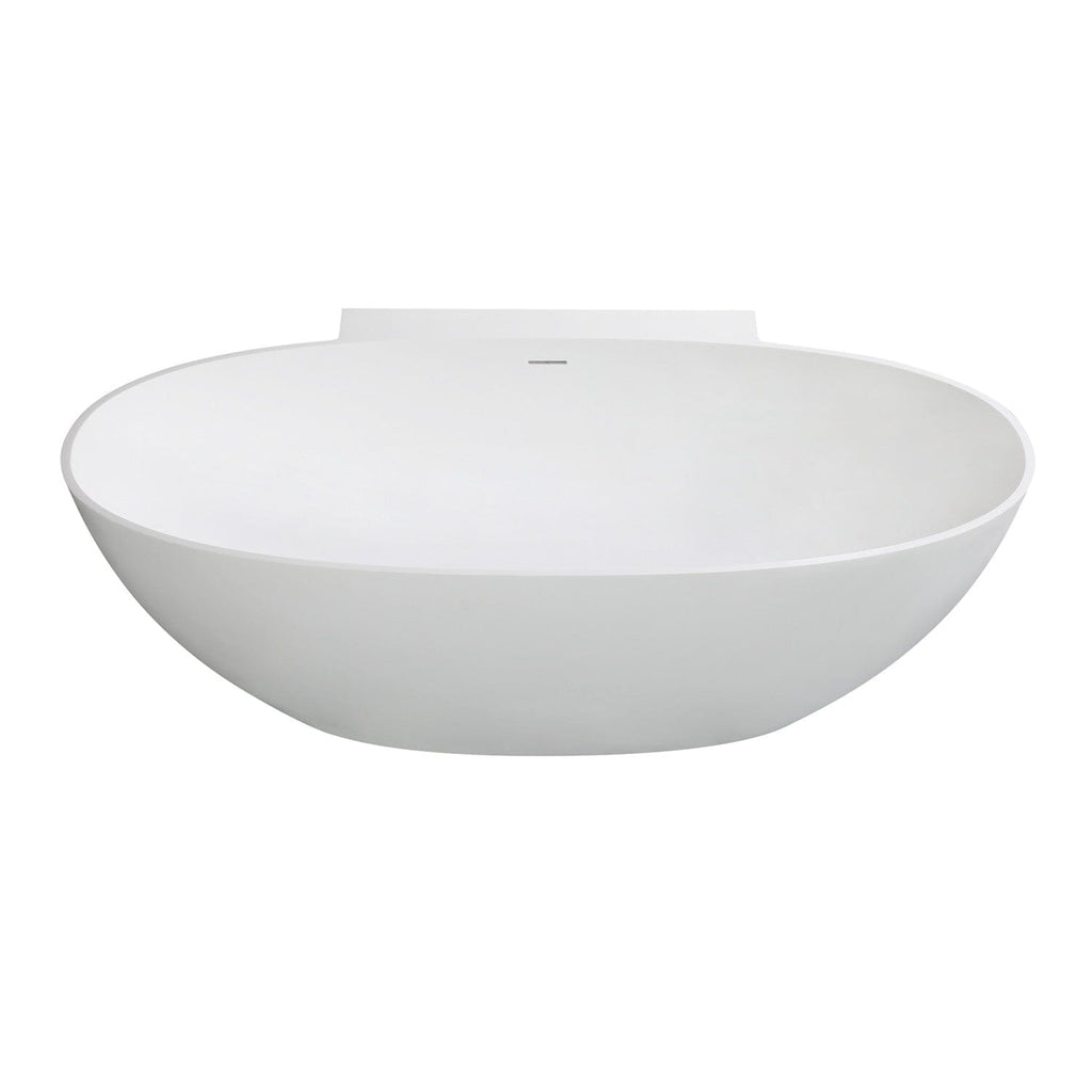 Arcticstone 71-Inch Solid Surface Oval Double Ended Freestanding Tub with Drain