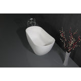 Arcticstone 52-Inch Solid Surface Oval Single Slipper Freestanding Tub with Drain