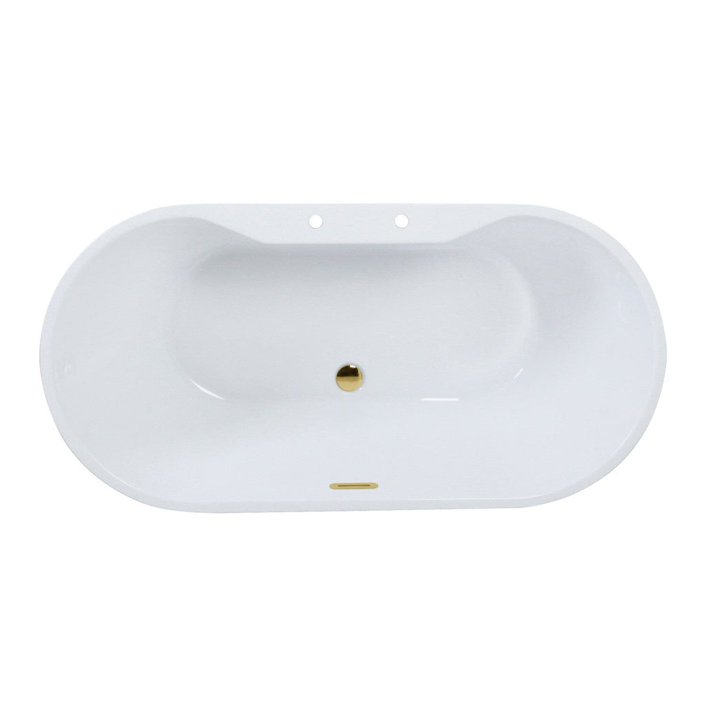 Aqua Eden 51-Inch Acrylic Oval Double Ended Freestanding Tub with Drain