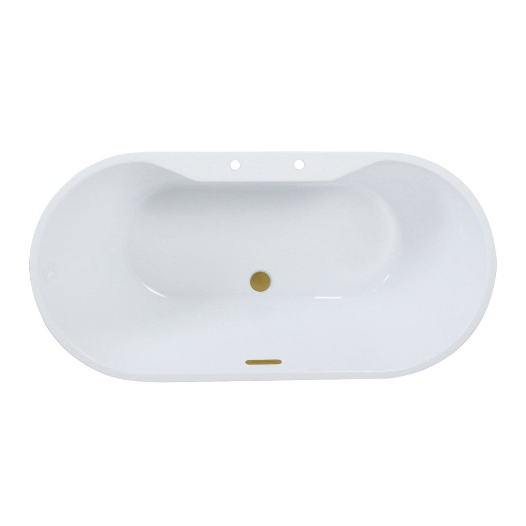 Aqua Eden 51-Inch Acrylic Oval Double Ended Freestanding Tub with Drain