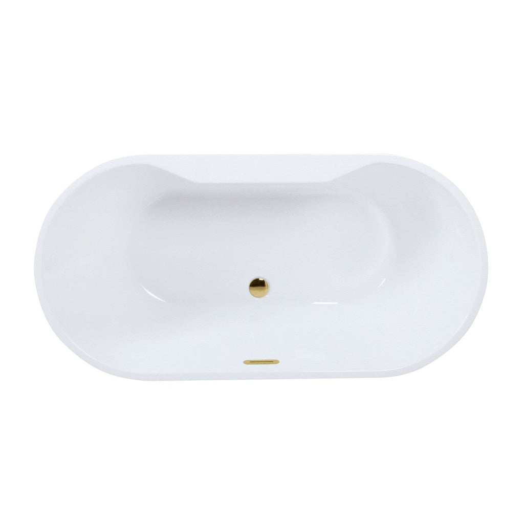 Aqua Eden 51-Inch Acrylic Oval Double Ended Freestanding Tub with Drain