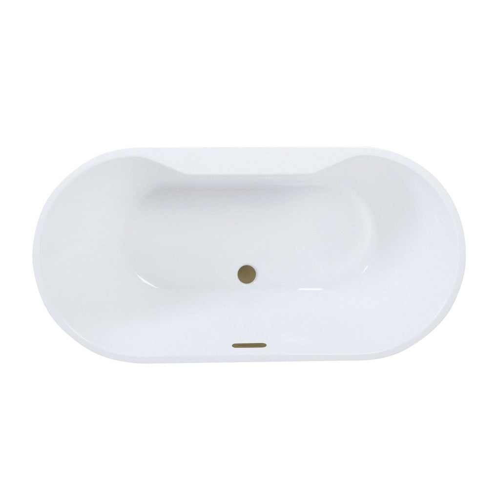Aqua Eden 59-Inch Acrylic Oval Double Ended Freestanding Tub with Drain