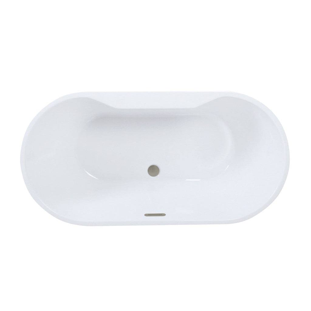 Aqua Eden 59-Inch Acrylic Oval Double Ended Freestanding Tub with Drain