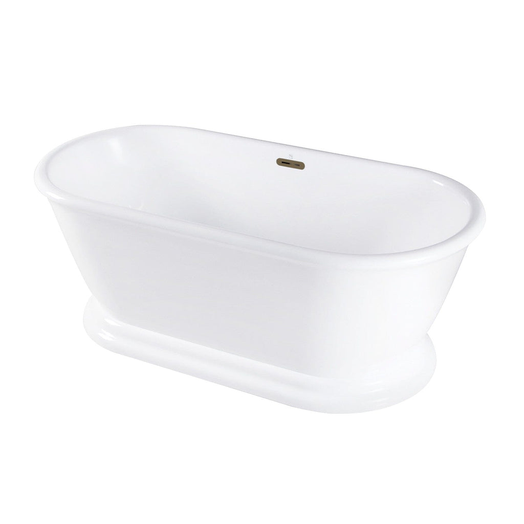 Aqua Eden 60-Inch Acrylic Oval Double Ended Pedestal Tub with Drain (No Faucet Drillings)