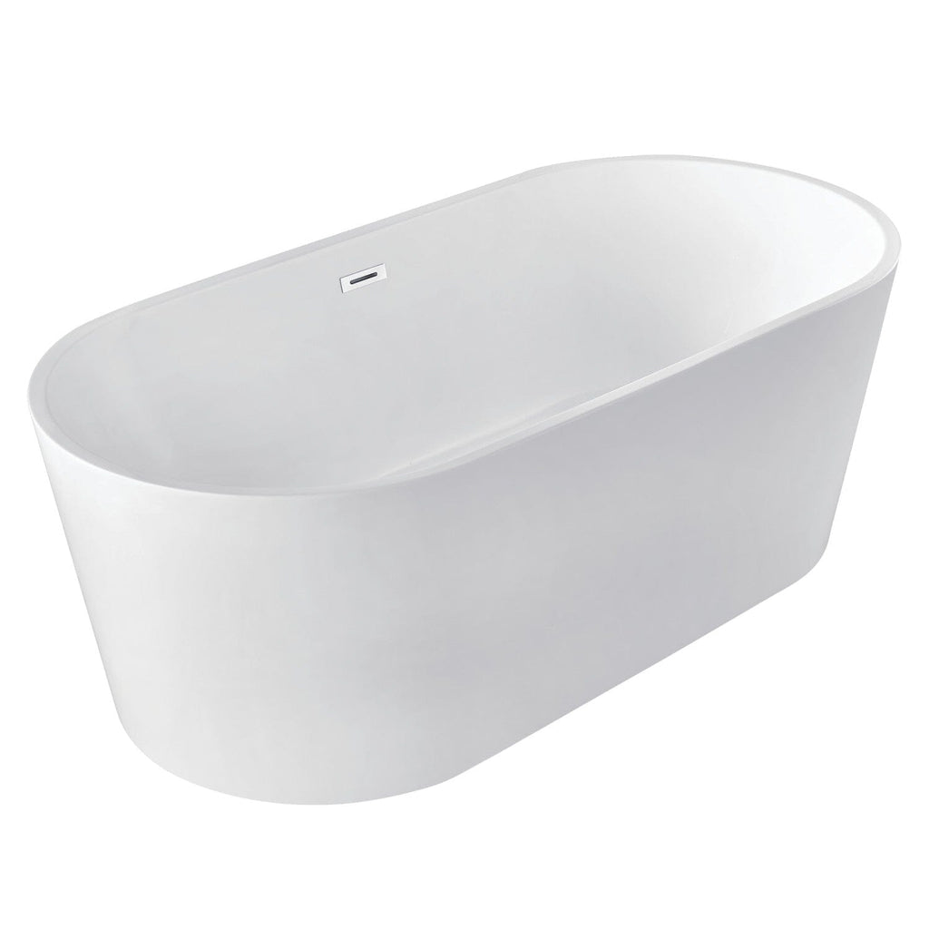 Aqua Eden 59-Inch Acrylic Oval Double Ended Freestanding Tub with Drain