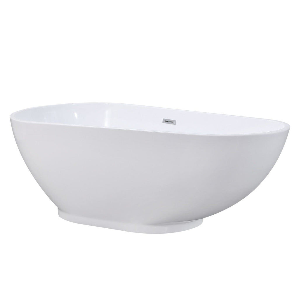 Aqua Eden 69-Inch Acrylic Oval Double Ended Freestanding Tub with Drain