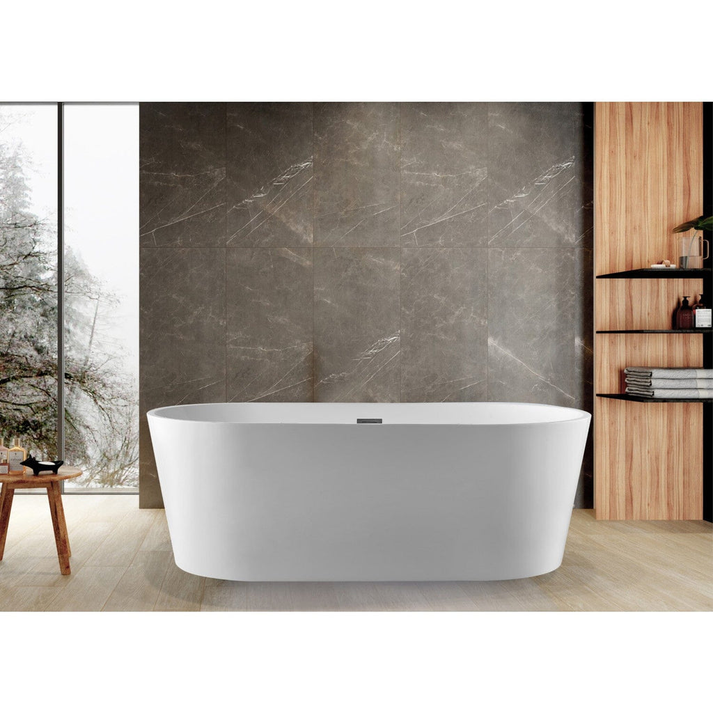 Aqua Eden 71-Inch Acrylic Oval Double Ended Freestanding Tub with Drain