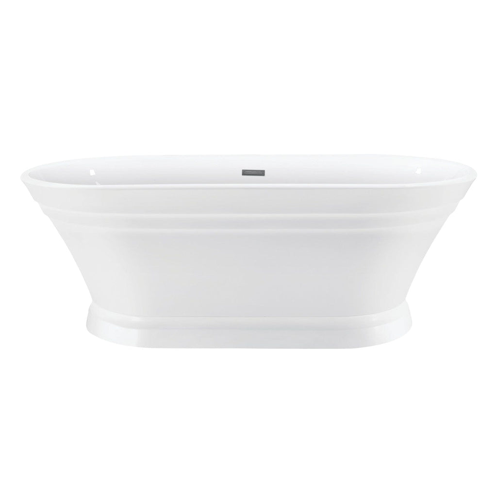 Aqua Eden 67-Inch Acrylic Oval Double Ended Pedestal Tub with Drain (No Faucet Drillings)