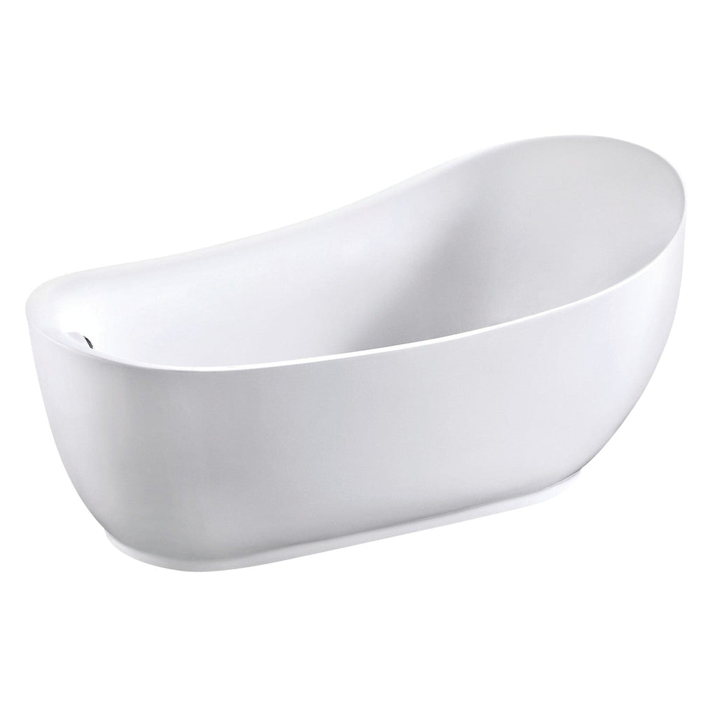 Aqua Eden 70-Inch Acrylic Oval Single Slipper Freestanding Tub with Drain