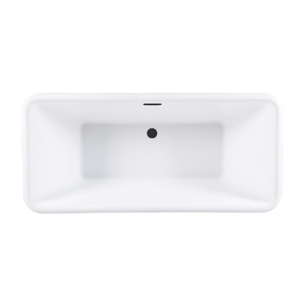 Aqua Eden 71-Inch Acrylic Oval Rectangular Double Ended Pedestal Tub with Drain (No Faucet Drillings)