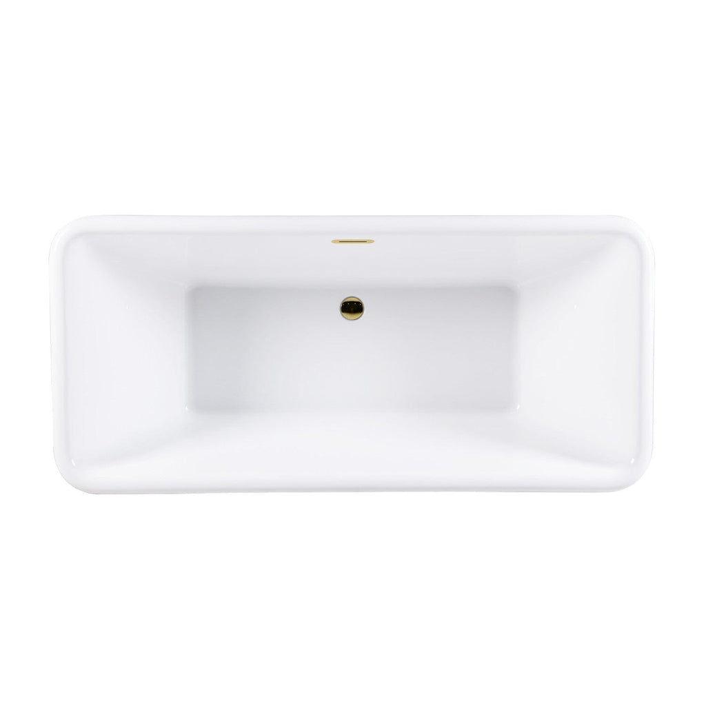 Aqua Eden 71-Inch Acrylic Oval Rectangular Double Ended Pedestal Tub with Drain (No Faucet Drillings)