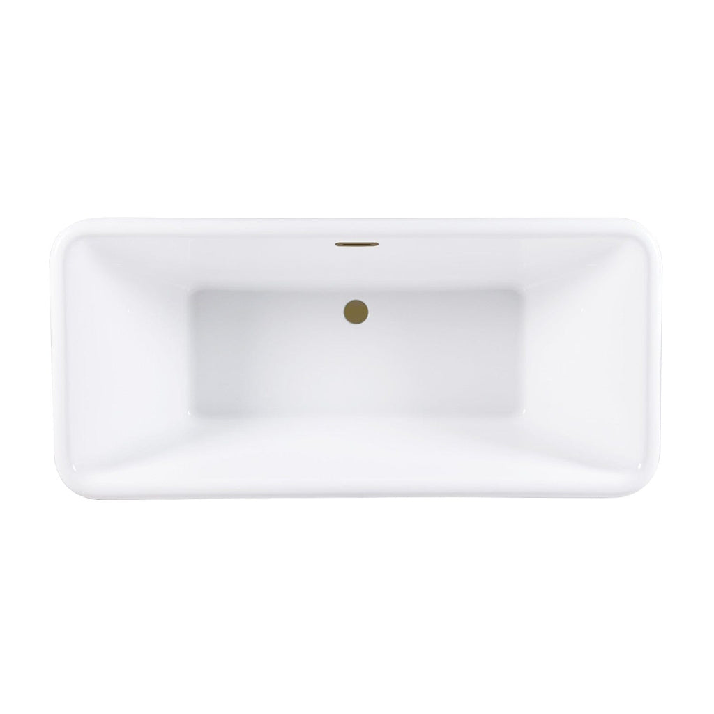 Aqua Eden 71-Inch Acrylic Oval Rectangular Double Ended Pedestal Tub with Drain (No Faucet Drillings)
