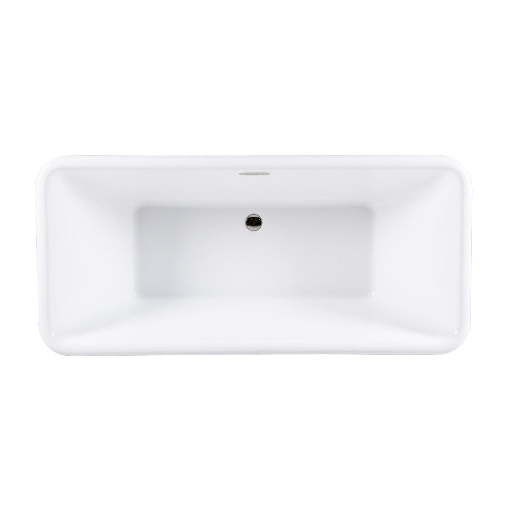 Aqua Eden 71-Inch Acrylic Oval Rectangular Double Ended Pedestal Tub with Drain (No Faucet Drillings)