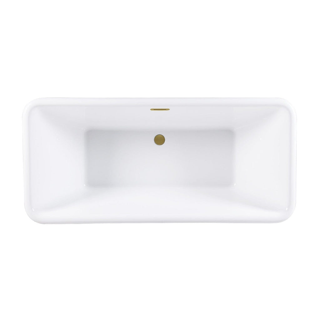 Aqua Eden 71-Inch Acrylic Oval Rectangular Double Ended Pedestal Tub with Drain (No Faucet Drillings)