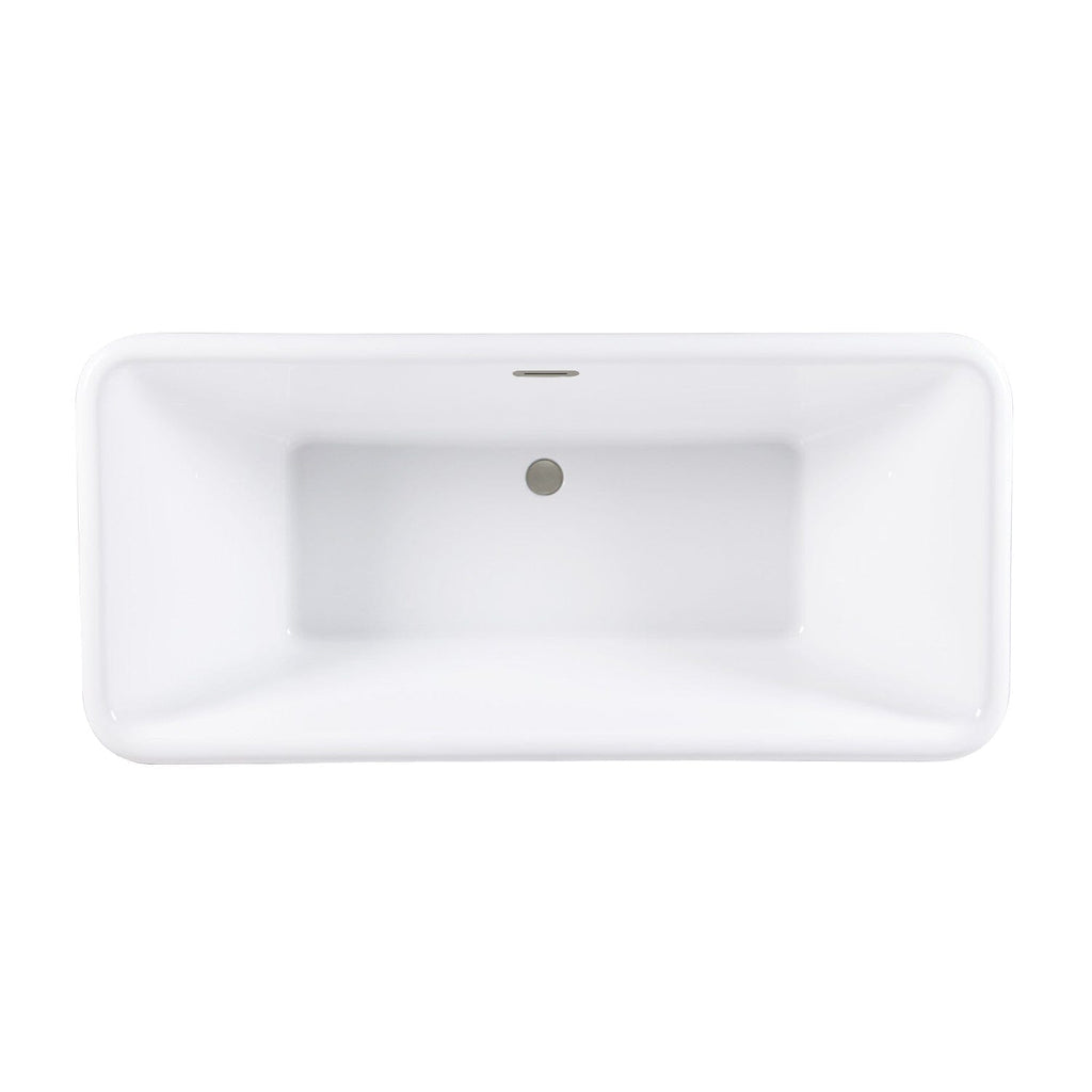 Aqua Eden 71-Inch Acrylic Oval Rectangular Double Ended Pedestal Tub with Drain (No Faucet Drillings)