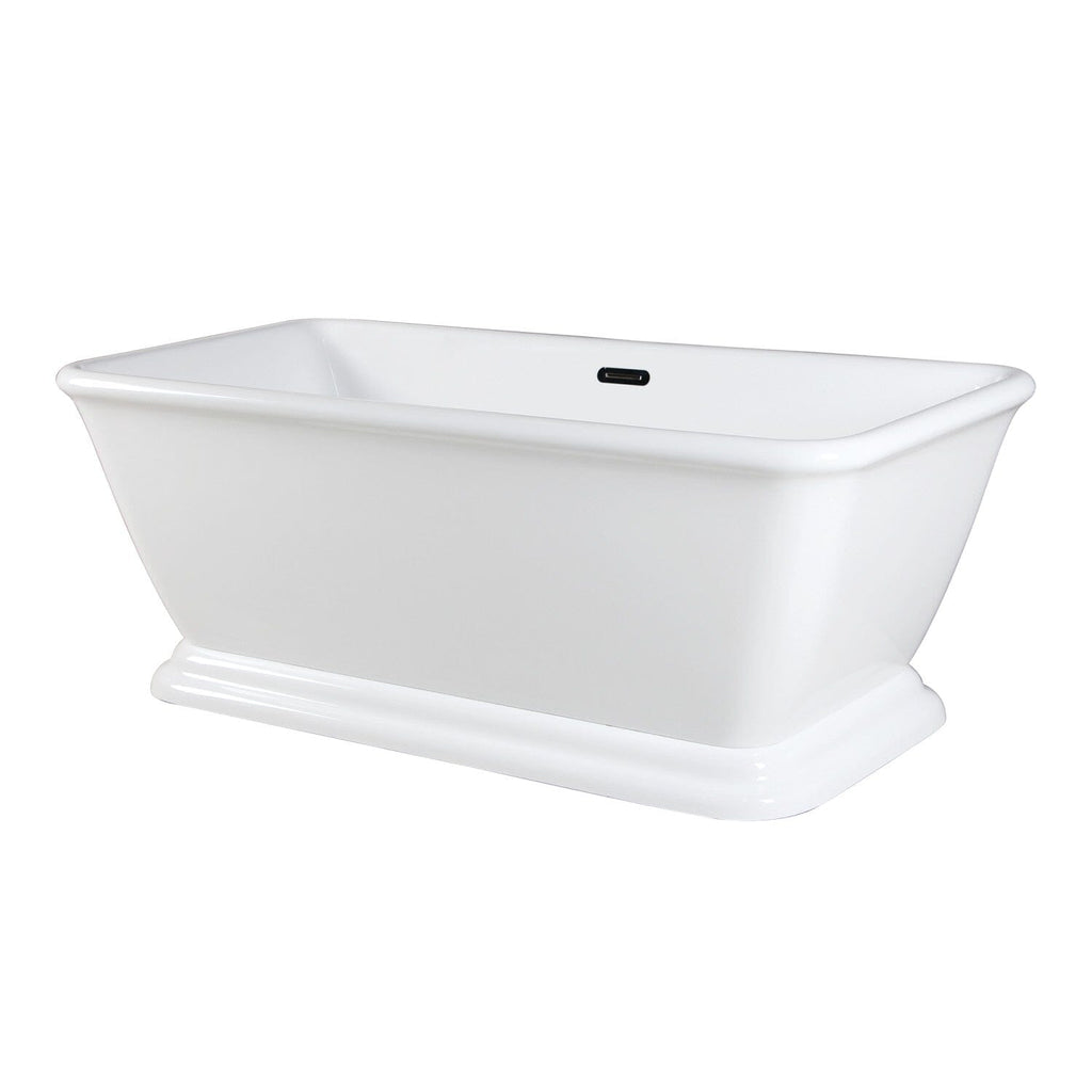 Aqua Eden 71-Inch Acrylic Oval Rectangular Double Ended Pedestal Tub with Drain (No Faucet Drillings)