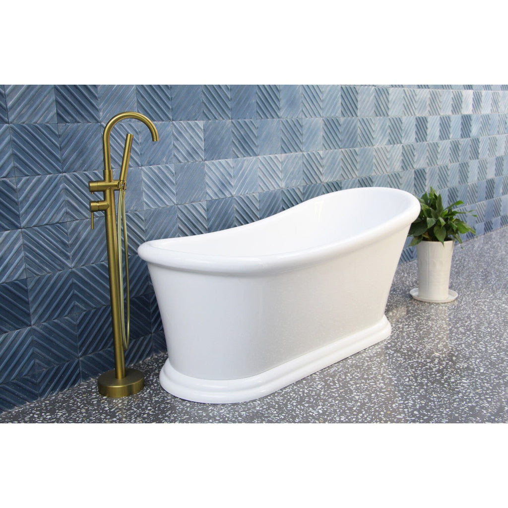 Aqua Eden 67-Inch Acrylic Oval Single Slipper Pedestal Tub with Drain (No Faucet Drillings)
