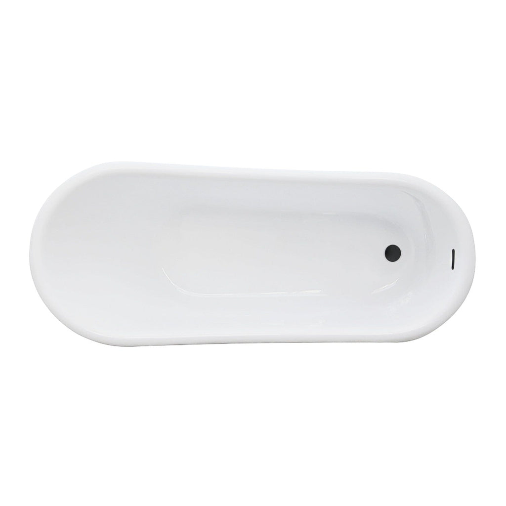 Aqua Eden 67-Inch Acrylic Oval Single Slipper Pedestal Tub with Drain (No Faucet Drillings)