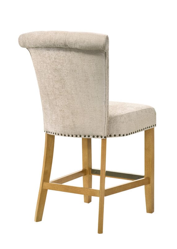 Auggie Cream Fabric Counter Height Chair with Nailhead Trim