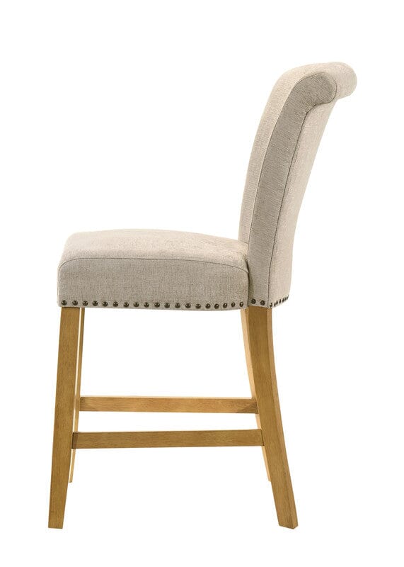Auggie Cream Fabric Counter Height Chair with Nailhead Trim