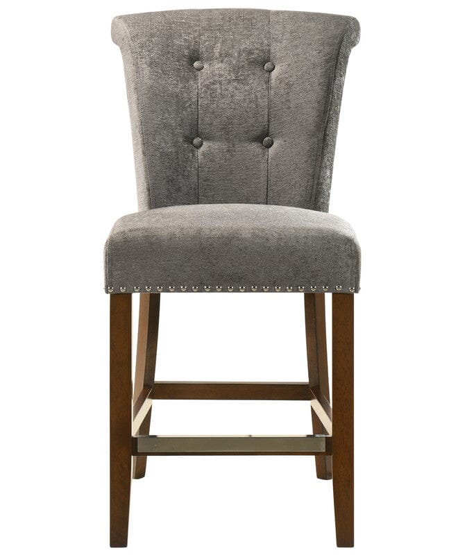 Auggie Gray Fabric Counter Height Chair with Nailhead Trim