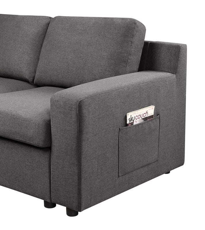 Waylon Gray Linen 4-Seater Sofa with Pockets