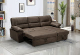 Kipling Saddle Brown Microfiber Reversible Sleeper Sectional Sofa Chaise
