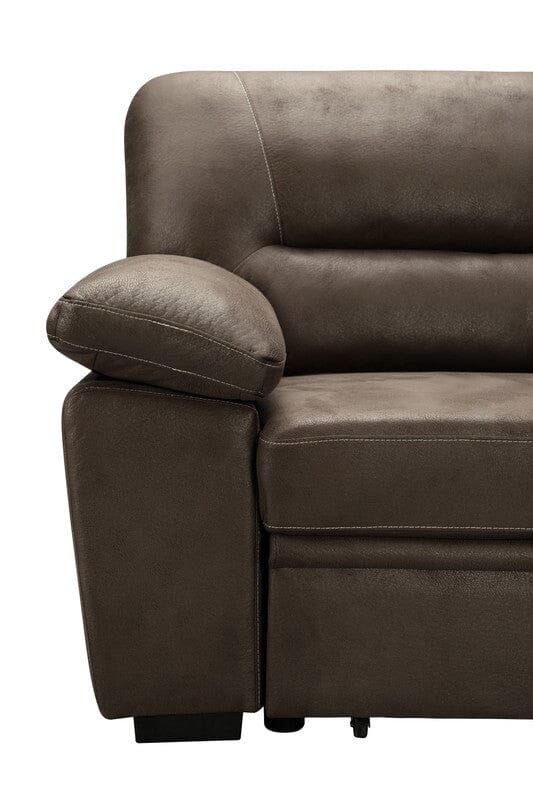 Kipling Saddle Brown Microfiber Reversible Sleeper Sectional Sofa Chaise