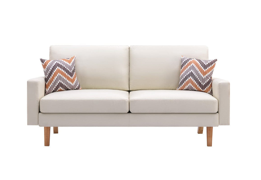 Bahamas Beige Linen Sofa with 2 Throw Pillows