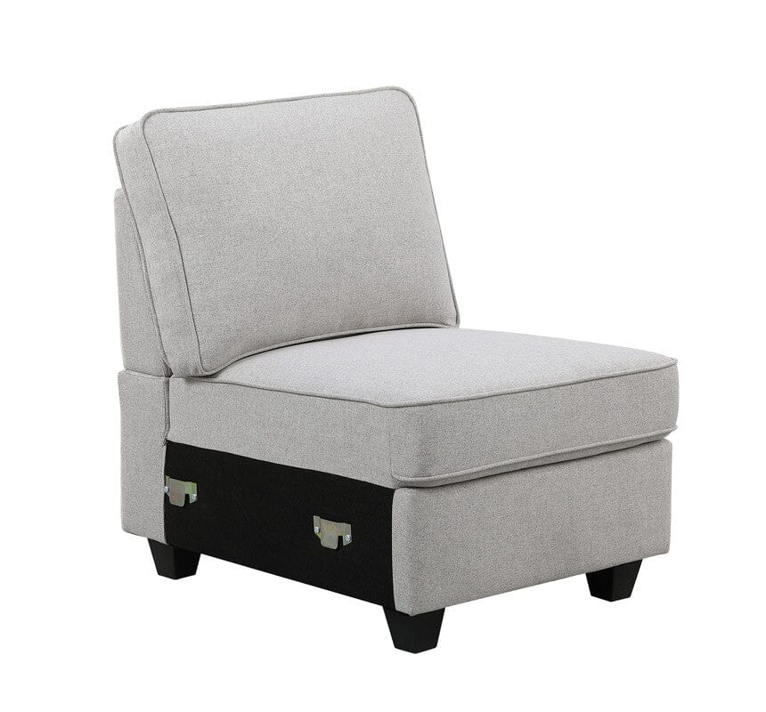 Leo Light Gray Linen 5 Seater Sofa and Ottoman