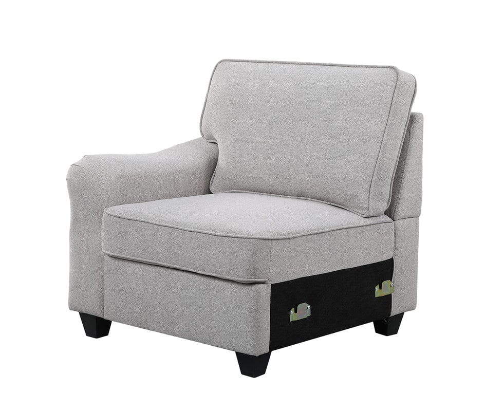 Leo Light Gray Linen 6 Seater Sofa and Ottoman