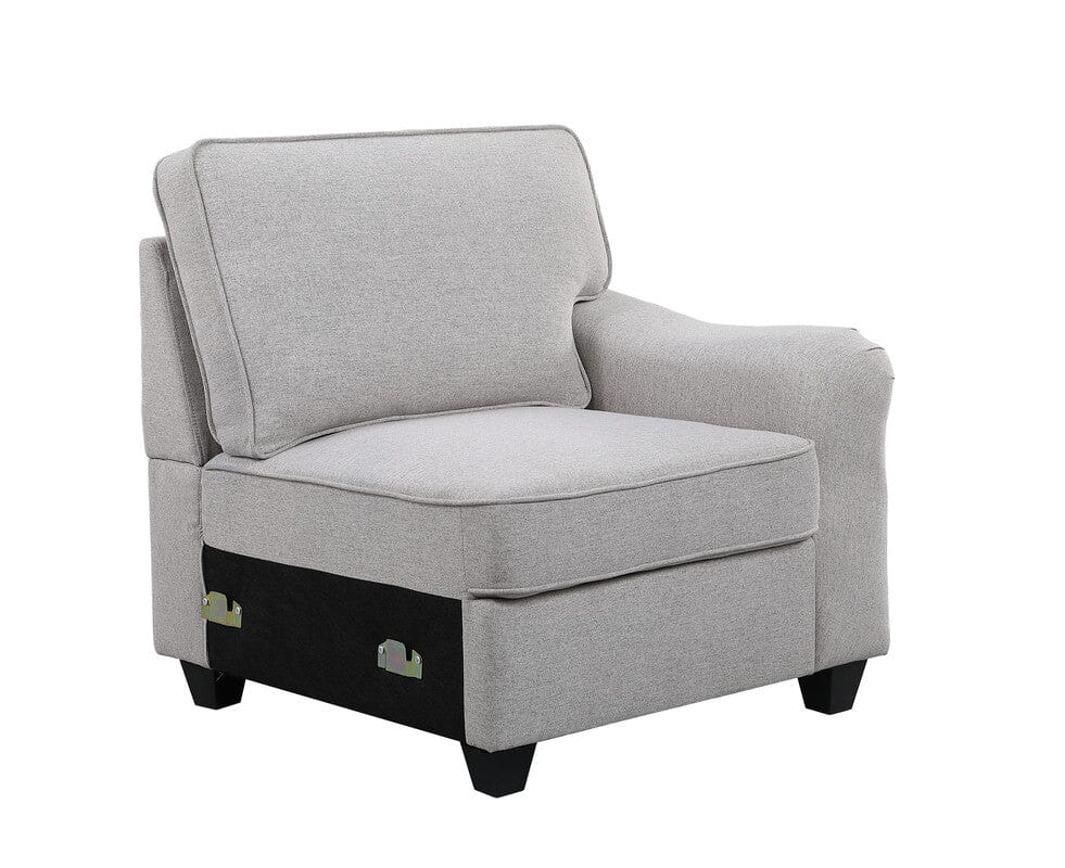 Leo Light Gray Linen 5 Seater Sofa and Ottoman