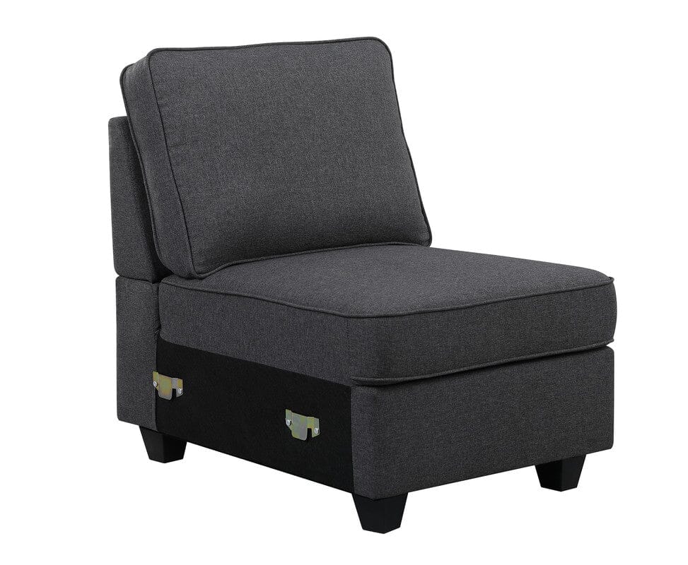 Leo Dark Gray Linen 5 Seater Sofa and Ottoman