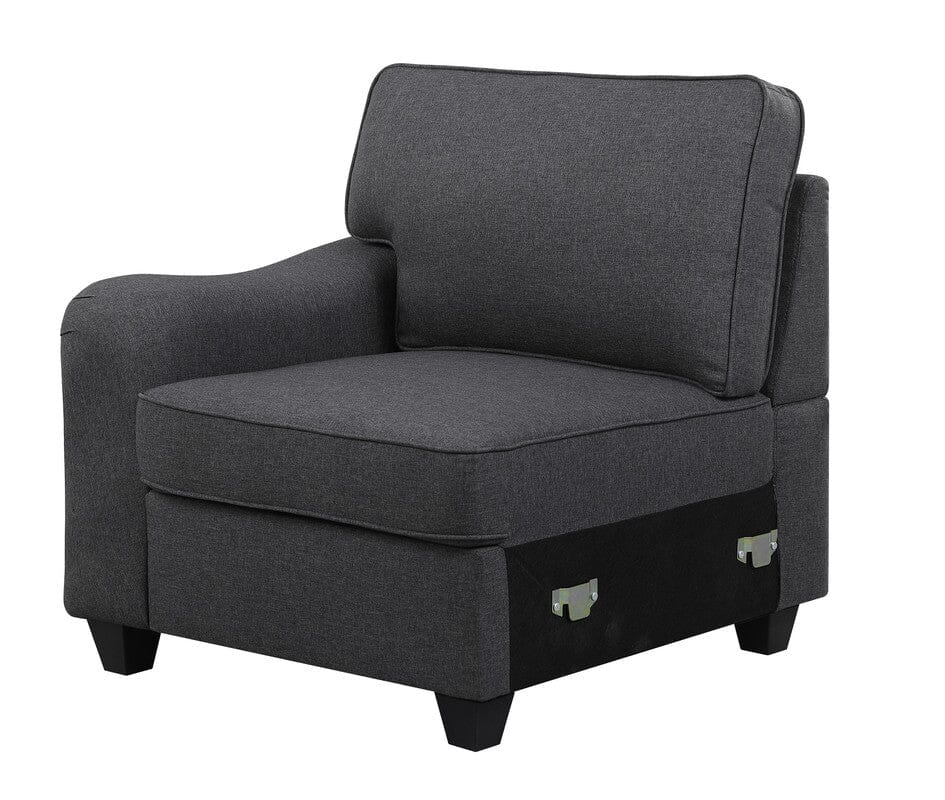Leo Dark Gray Linen 5 Seater Sofa and Ottoman