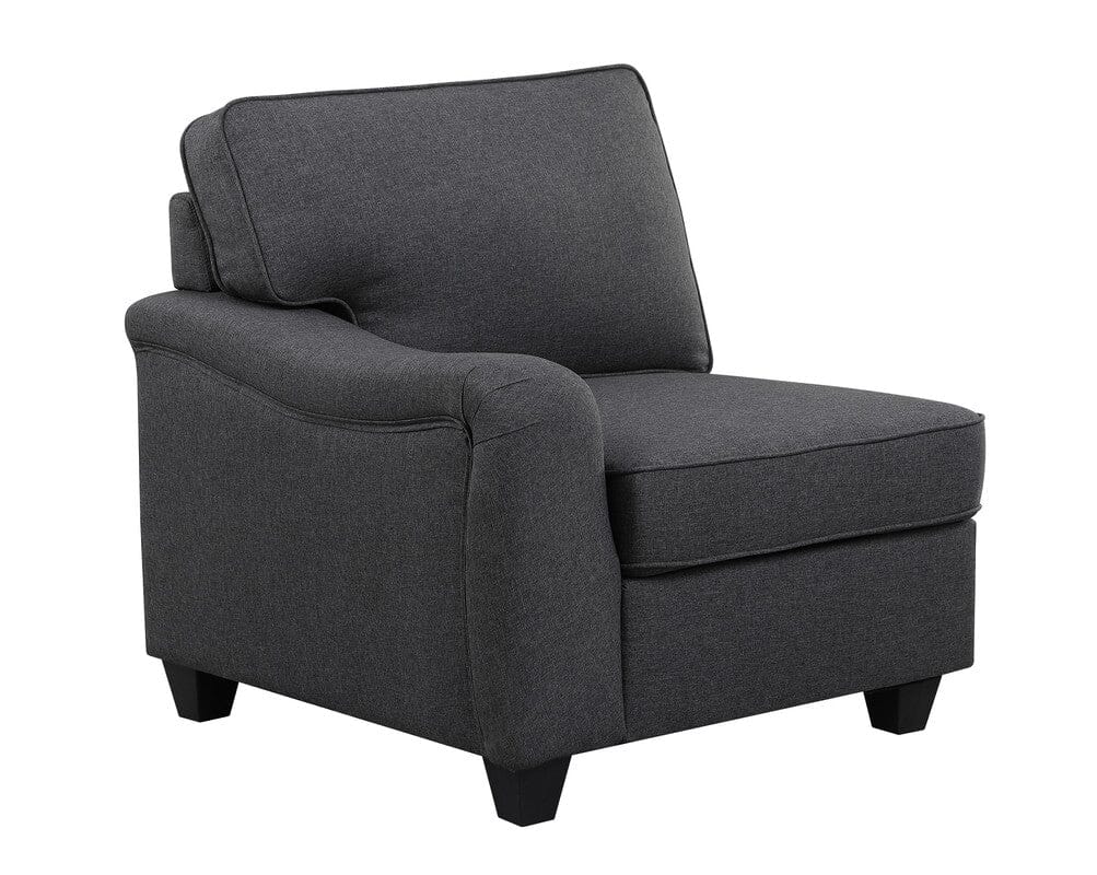 Leo Dark Gray Linen 5 Seater Sofa and Ottoman