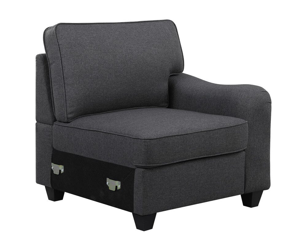 Leo Dark Gray Linen 5 Seater Sofa and Ottoman