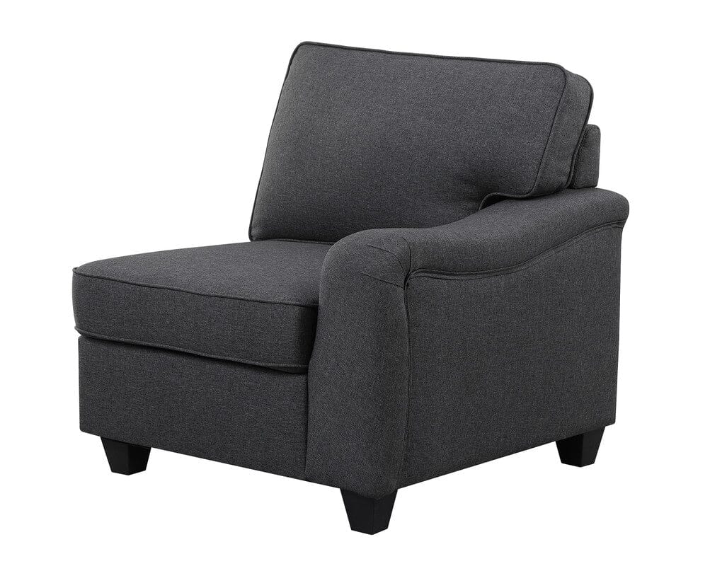 Leo Dark Gray Linen 5 Seater Sofa and Ottoman